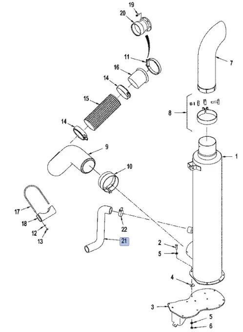 87630063 - Патрубок пылеотсоса фильтров возд. ДВС TJ/St.530,535